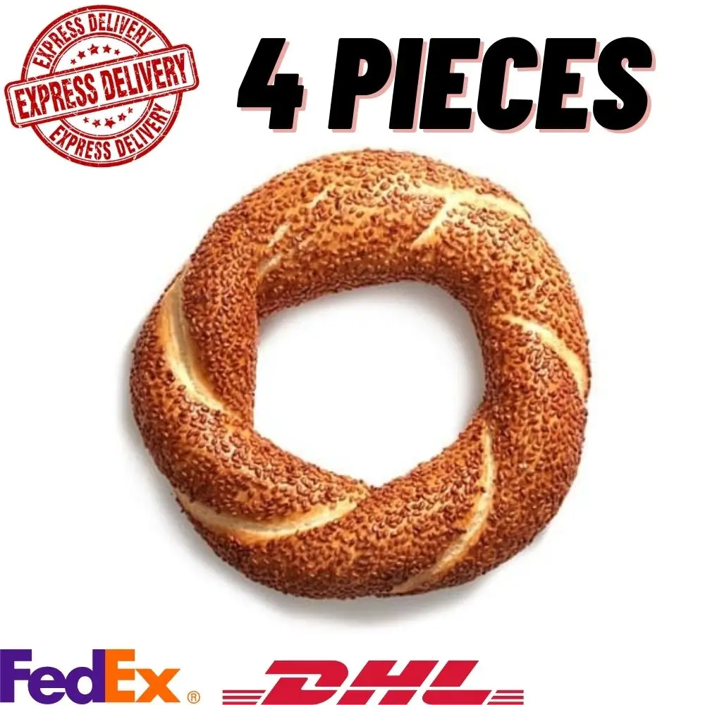 

Turkish Sesame Bagel Simit Ring Bread 4 Pieces FAST DELIVERY