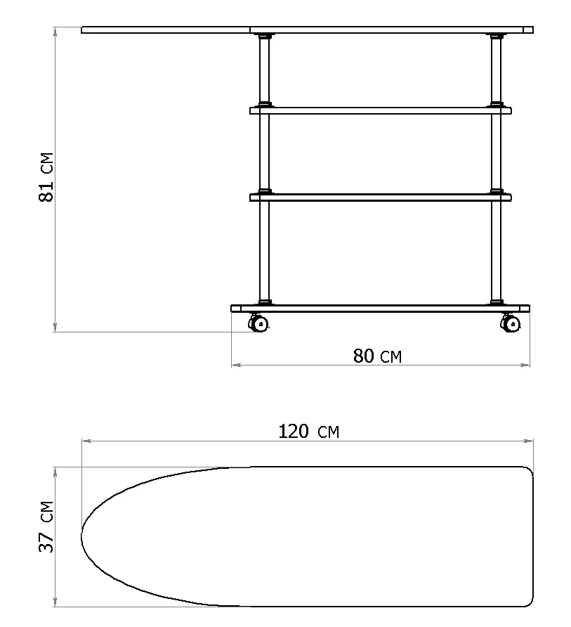 Гладильная доска с полками для хранения белья. Отлично подходит вашего дома и