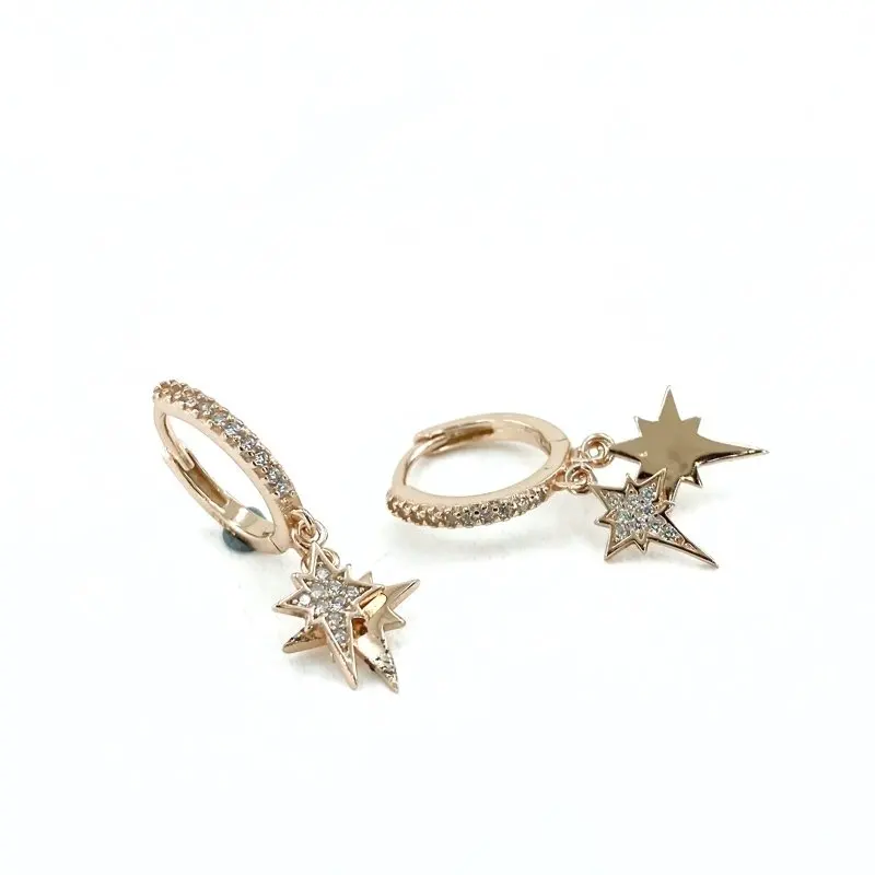 

Imported Quality Two Pole Star Sports Stylish 925 Silver Ring Earrings
