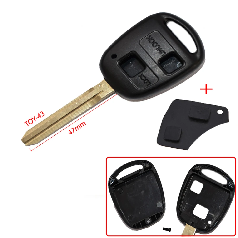 Корпус ключ с двумя кнопками toy43 совместим Toyota Aygo Rav4 Corolla Celica Prado Tarago yaris |