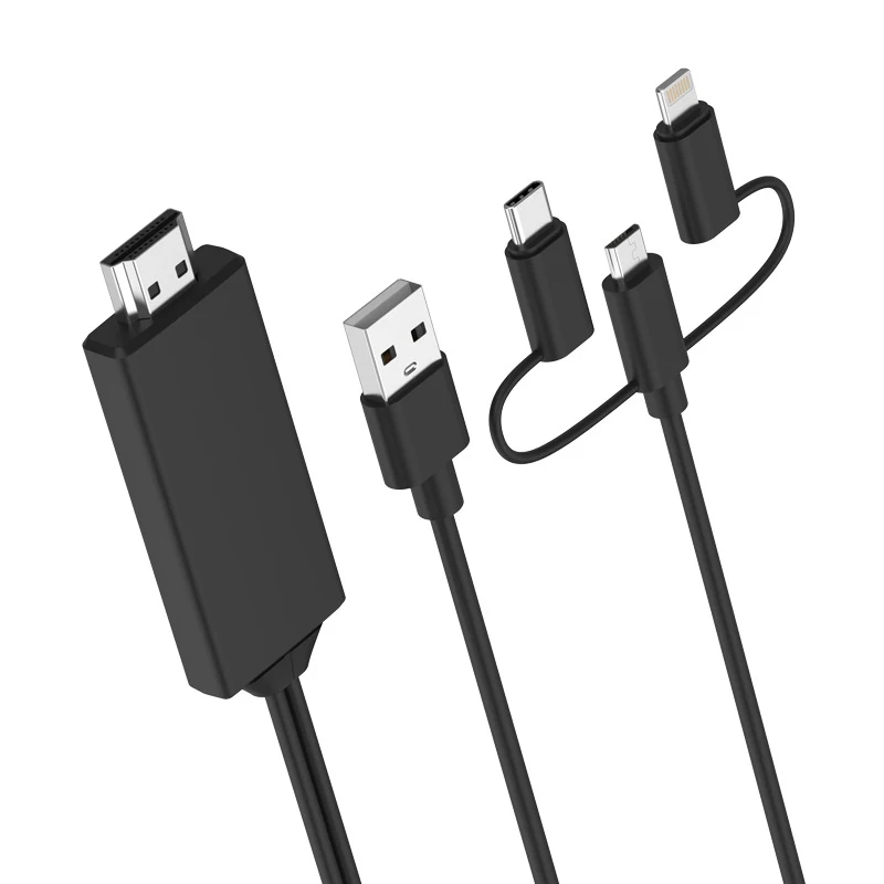 Кабель HDTV 3 в 1 адаптер OTG-HDMI Lightning/4K для IOS Android Micro USB Type-C | Электроника