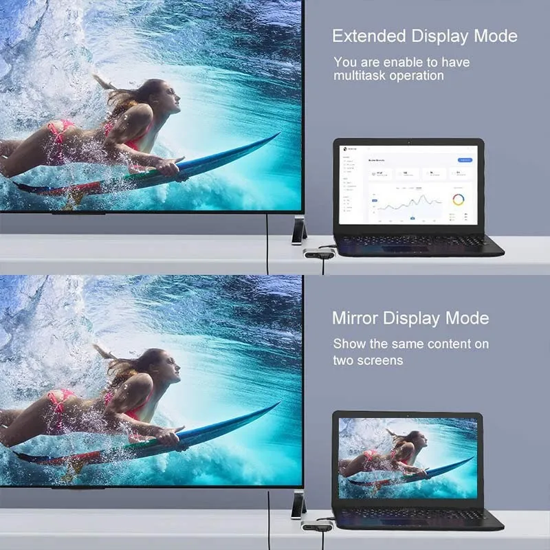 Адаптер VGA 4 в 1 с USB Type C на 4K преобразователь Аудио и видео PD 87 Вт быстрая зарядка