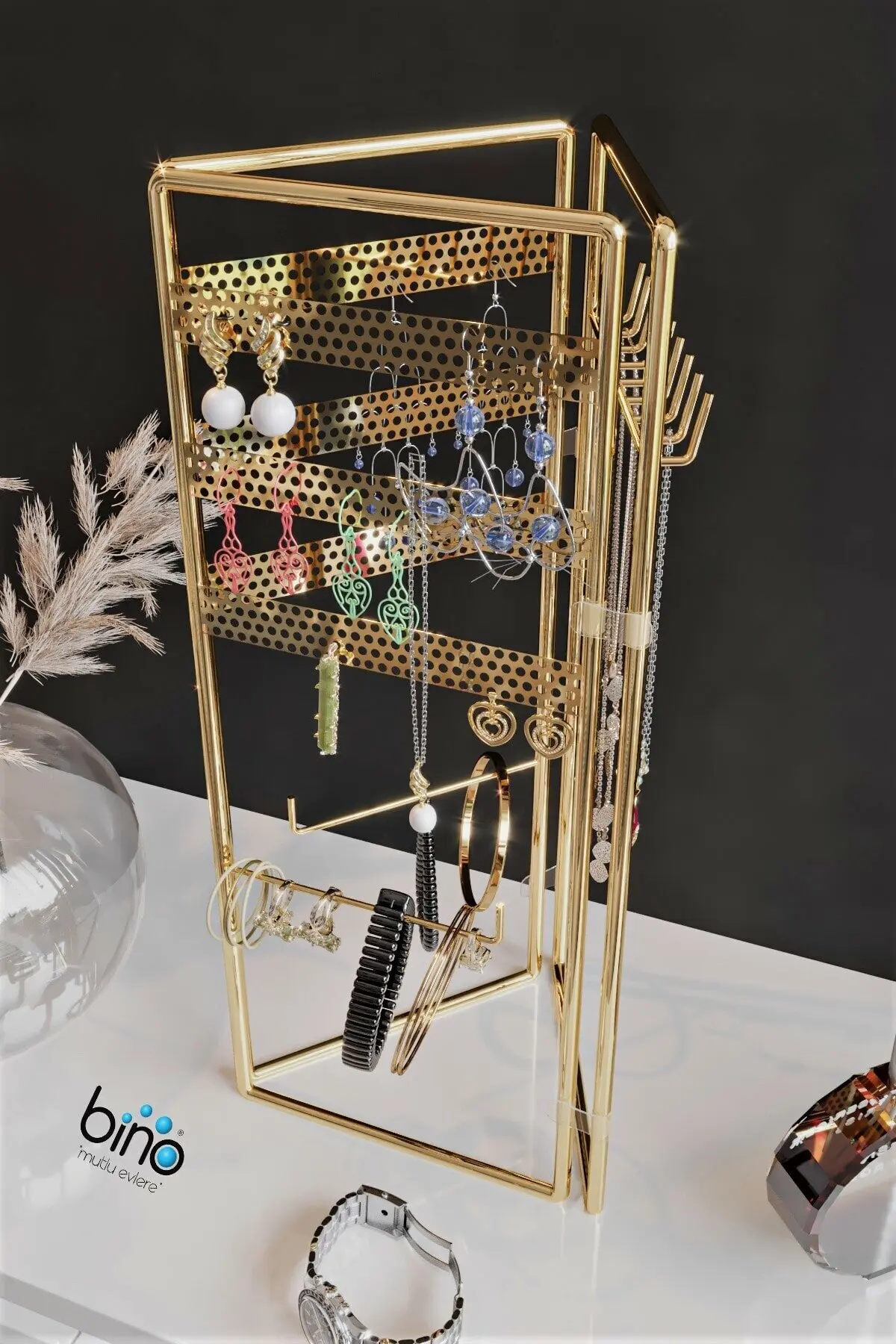 

Gold 3 Pcs Jewelry Stand Jewelry Organizer Earrings Bracelet Storage Shelf Jewelry Display Holder Ear Stud Stand Antler Tree