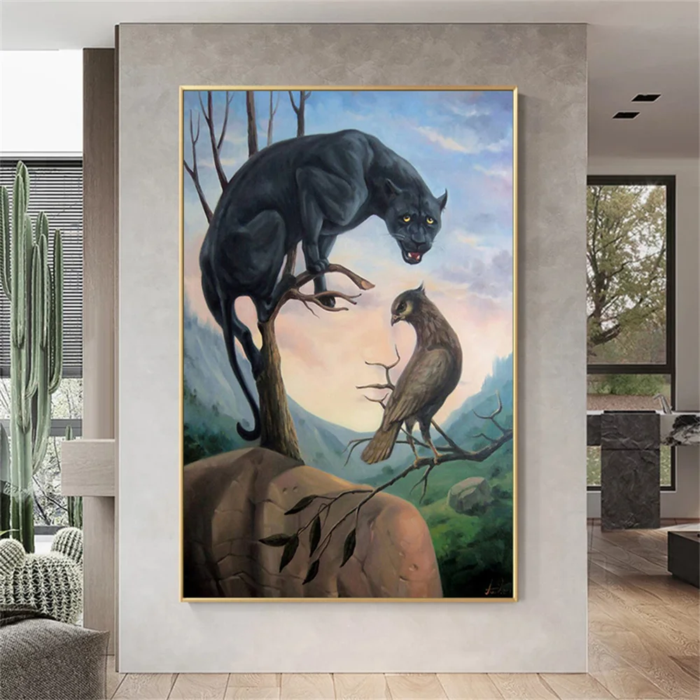 

Холст с изображением черной Пантеры и горы орла, настенные художественные плакаты с человеческим лицом, картины для настенных принтов, наст...