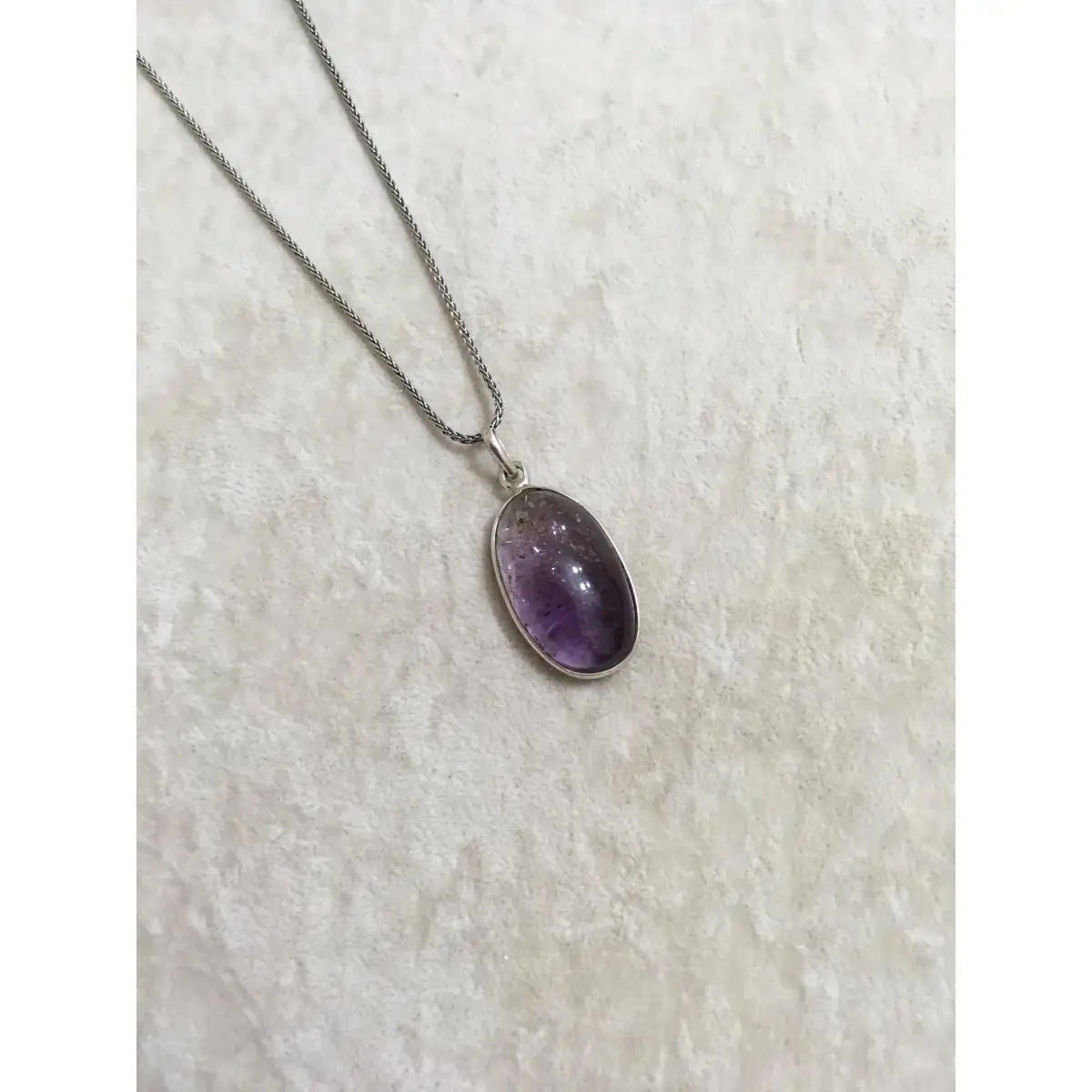 

925 Sterling Elegant Water Drop Shaped Pendant Amethyst Necklace for Women Temperament Gemstone Silver Jewelry For Gift Lux