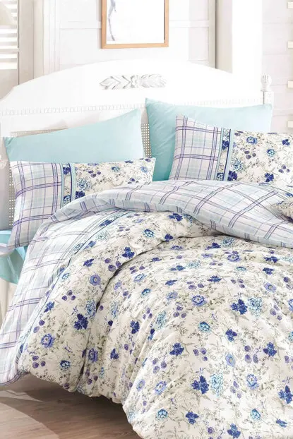 

Crystal Bedroom Duvet cover set Blue White Double Pique Pack River Blue 288622397