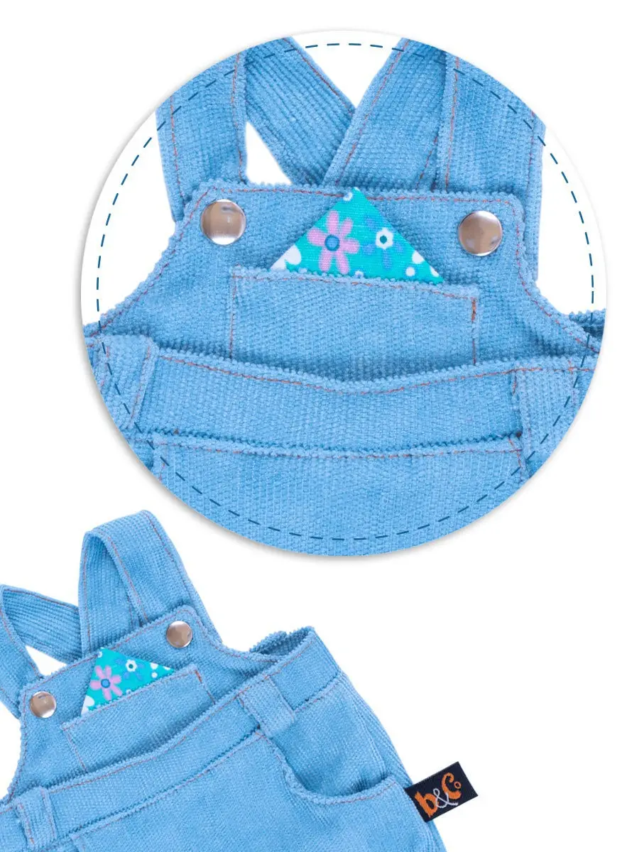 БУДИ БАСА / Одежда для Басика 19 см. Голубой комбинезон с розочкой. OKs19-142/OKs30-142 -