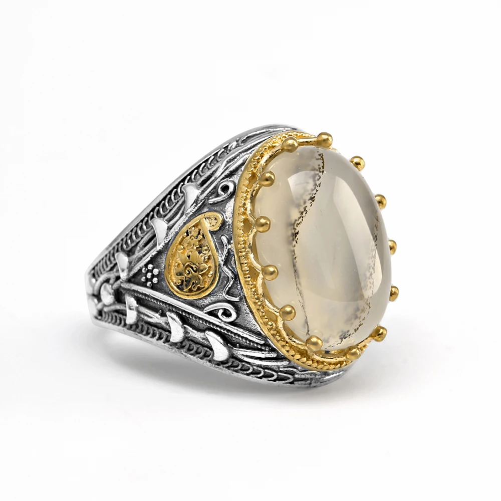 Turkish Sterling Silver Men's Ring with Gemstones From Turkey | Rings