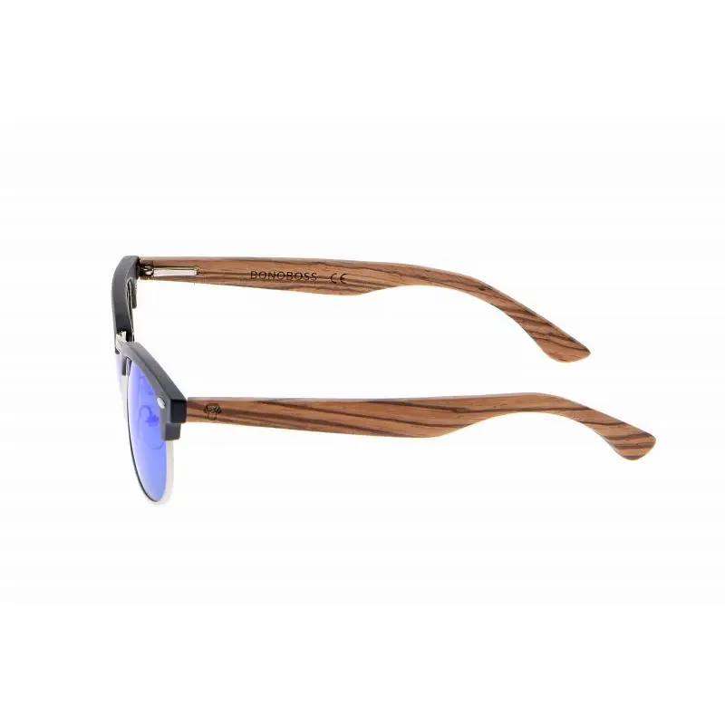 Поляризованные солнцезащитные очки черные линзы из поликарбоната и зебрано Revo