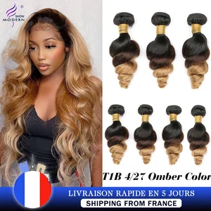 Современное шоу Remy Бразильские свободные волнистые пряди 134 шт T 1B 427 цветные Omber пучки 100% человеческие волосы свободные волнистые пучки