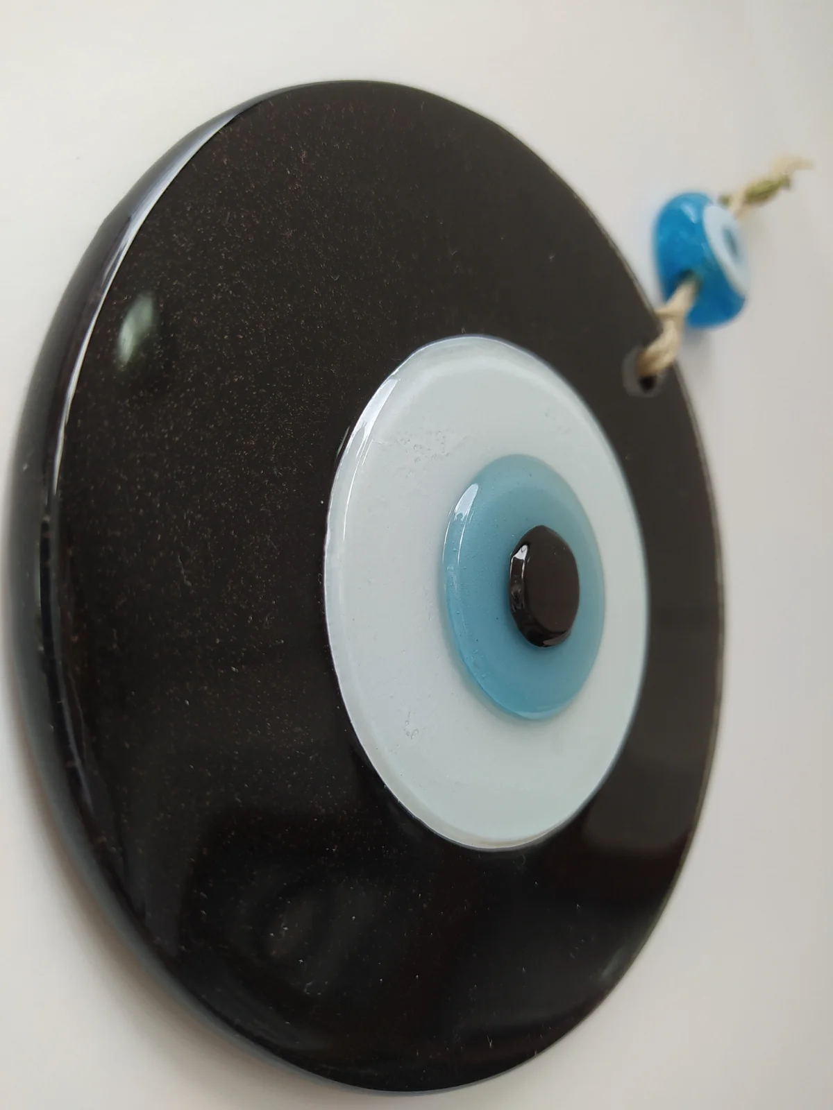

Black Evil Eye 12cm Glass Bead Pendant Charm Turkish Handmade Big Amulet for Wall Hanging Talisman Boho Home / Room Decor
