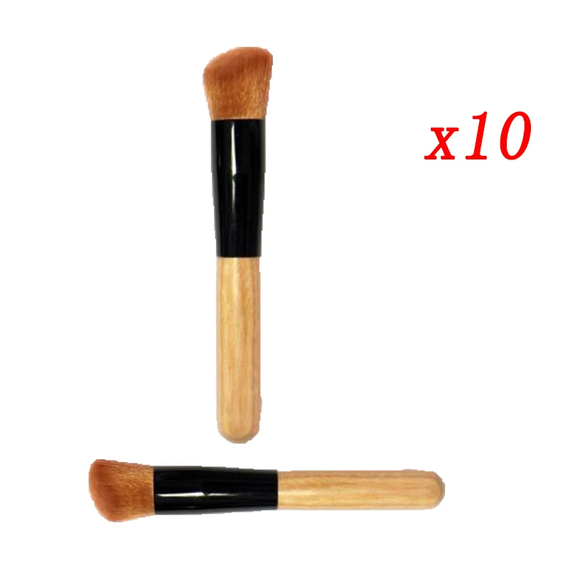 10pcs Твердые деревянные кисти для макияжа пудра тональный крем румяна Жидкая основа для макияжа лица кисти инструменты для макияжа - Handle Color: 10pcs