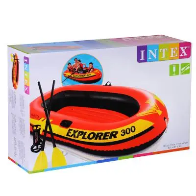 INTEX Лодка надувная Explorer 300 211x117x41см до 186кг насос/весла от 6 лет|Надувные