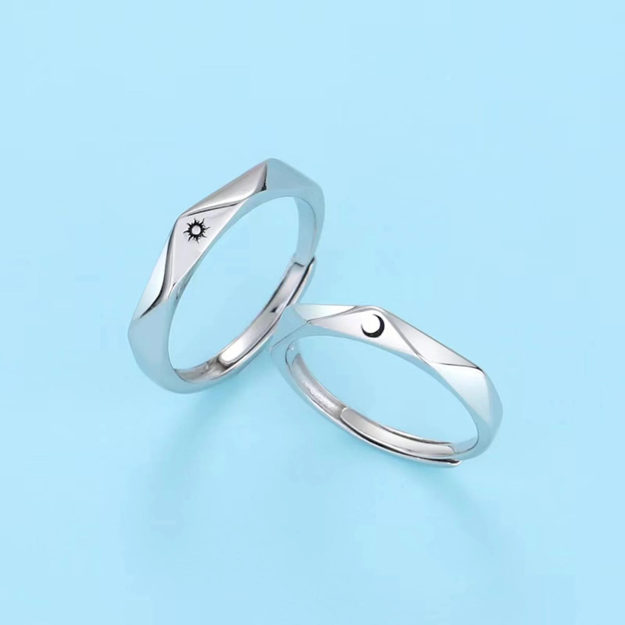 

Sun and Moon ring ,Couple rings, Sterling silver rings, Father's day gift