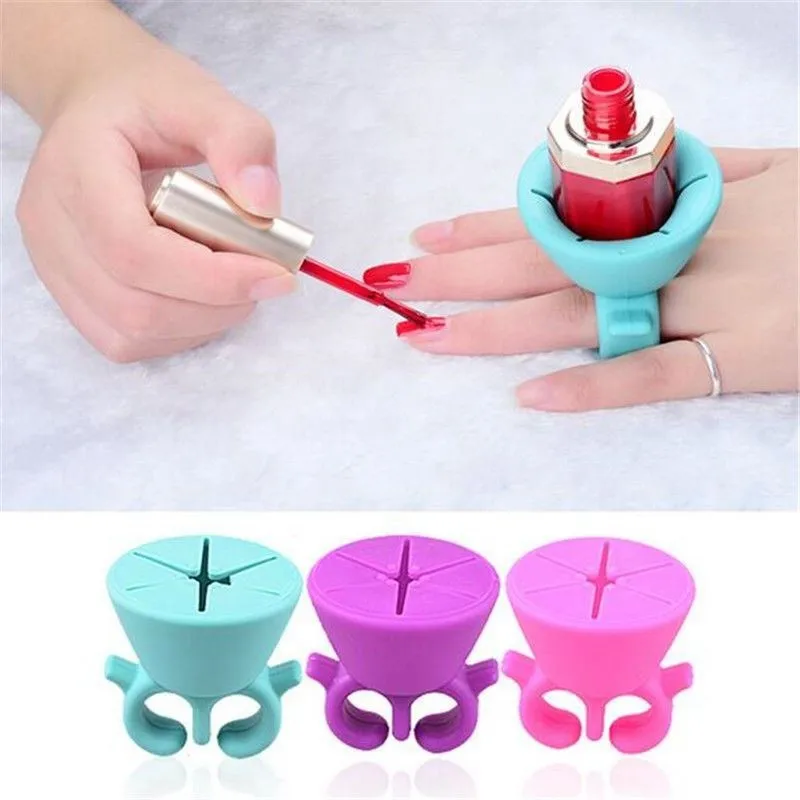 Кольцо держатель лак для ногтей Маникюр Педикюр дизайн силиконовые ногти