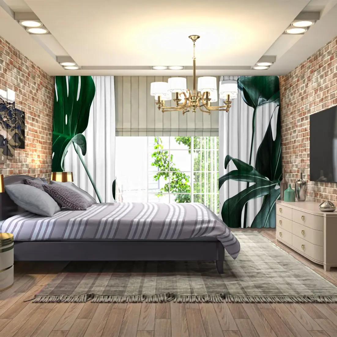 Занавес листья монстеры тропические растения Крытый сад естественное украшение