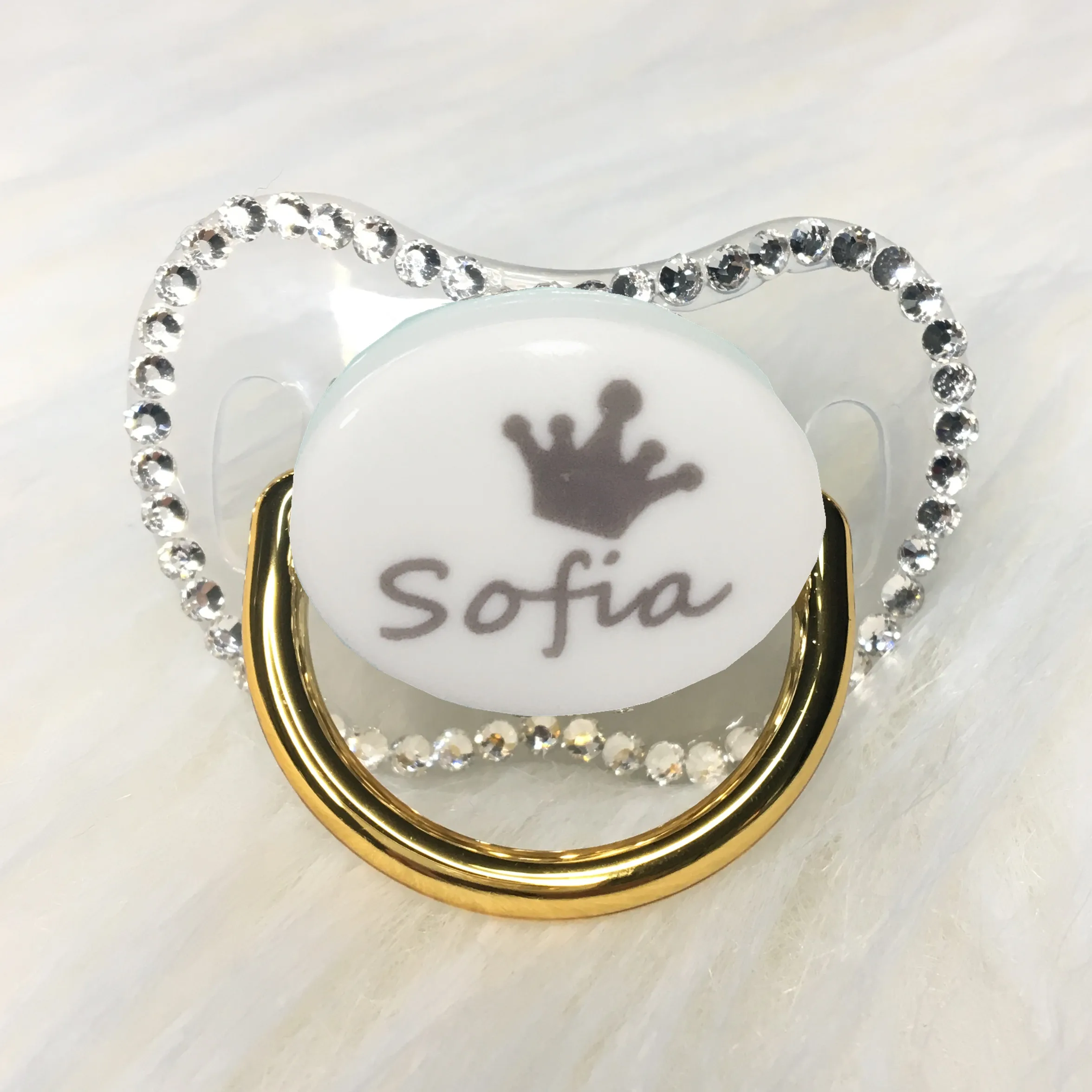 MIYOCAR обычай любое имя может сделать золотые стразы пустышка белый без BPA bling baby shower