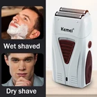 Парикмахерская Бритва для бороды Kemei, Сабельная сетчатая бритва, электробритва, для мужчин, беспроводная, зарядка по USB