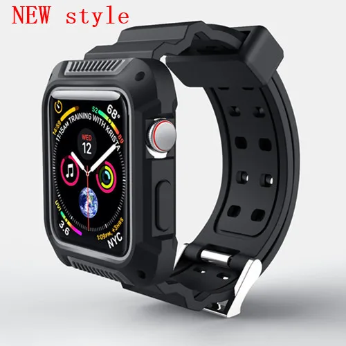 new gray Хохлатая спортивный ремешок для Apple Watch 3 42 мм/38 мм для iwatch 3/2/1 запястье браслет резиновый ремешок для часов с защитный чехол - Цвет ремешка: new gray