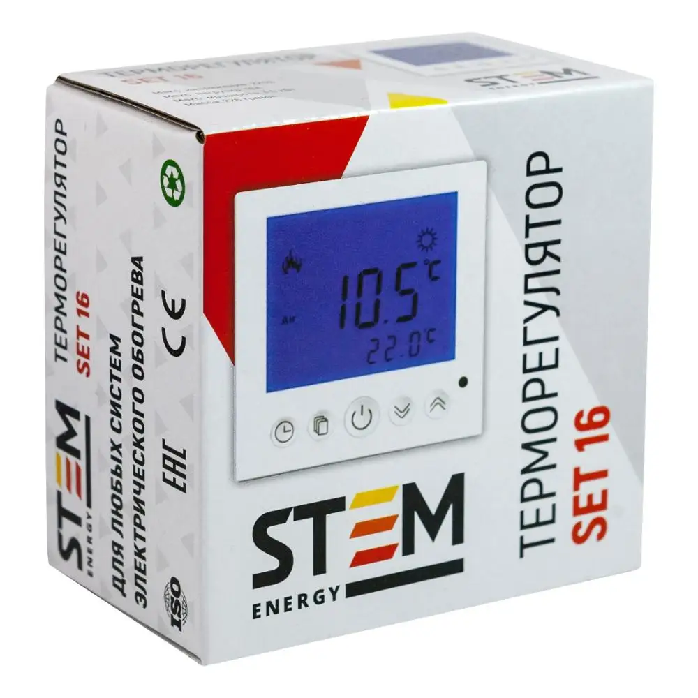 Цифровой терморегулятор STEM Energy SET-16 220В 16А для электрического теплого пола