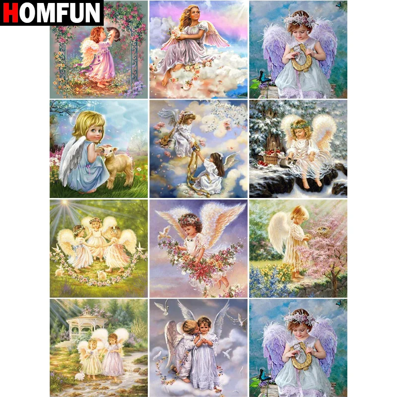 

HOMFUN Diy 5d Diamond Painting "Angel Girl" Cross Stitch Square Round Diamond Embroidery Handwork Rhinestone Art