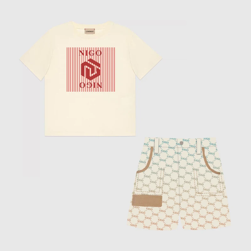 

Детская футболка NIGO, жаккардовые хлопковые шорты и юбка, костюм # nigo37682