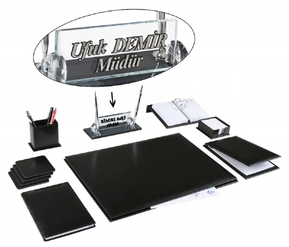 AKSU офисный деловой кожаный набор для стола с табличкой именем и
