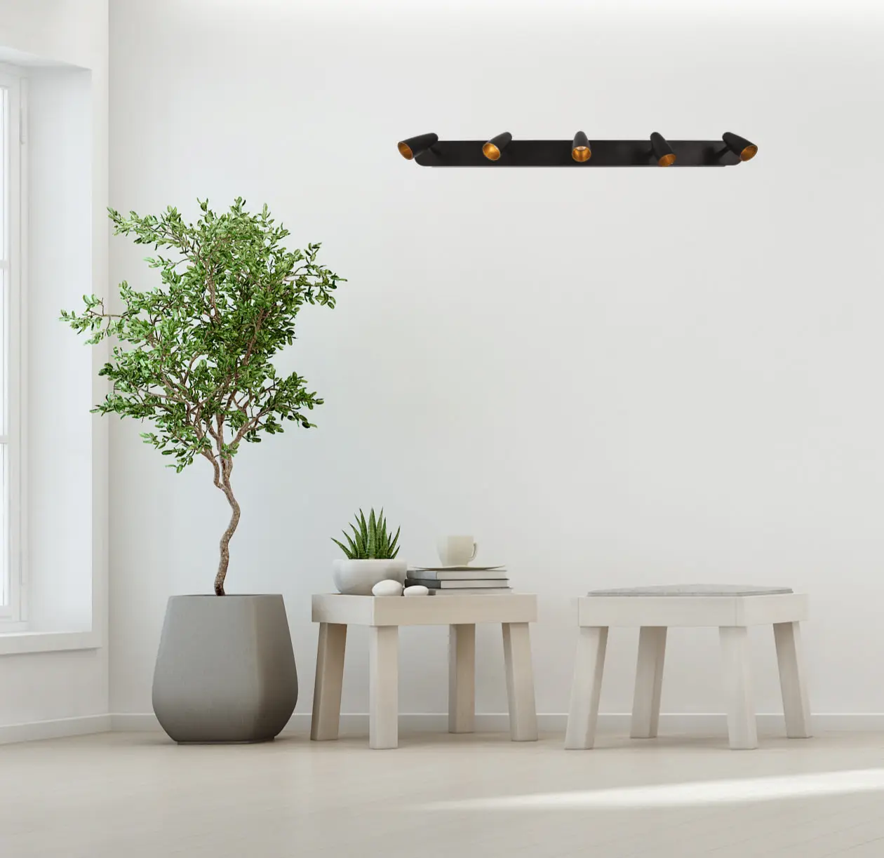 Swivel and orientable Wall LED matt black lacquered inner golden 5x3W 1500 lumens leds modern style | Лампы и освещение
