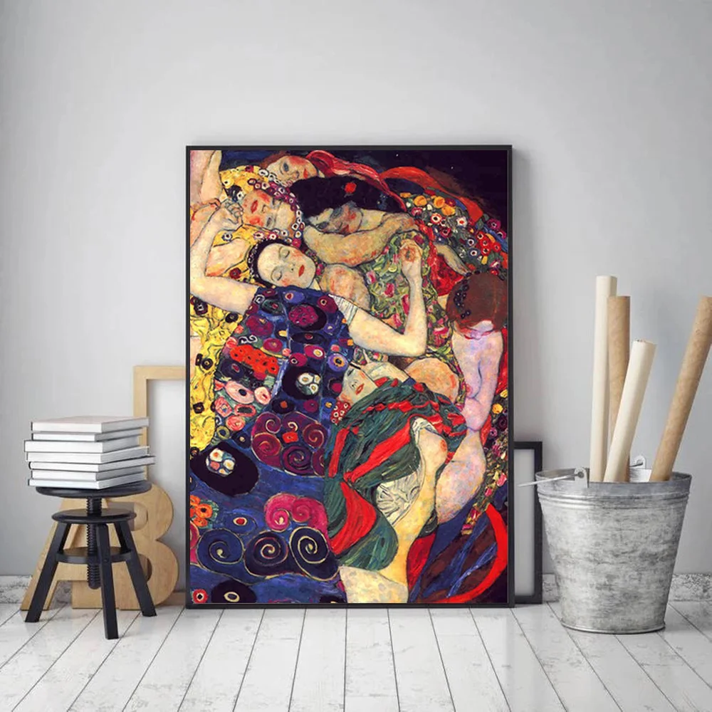 

Retro Abstract Famous Gustav Klimt Girl Canvas Painting Poster And Print Portrait Picture For Living Room Wall Art Home Decor