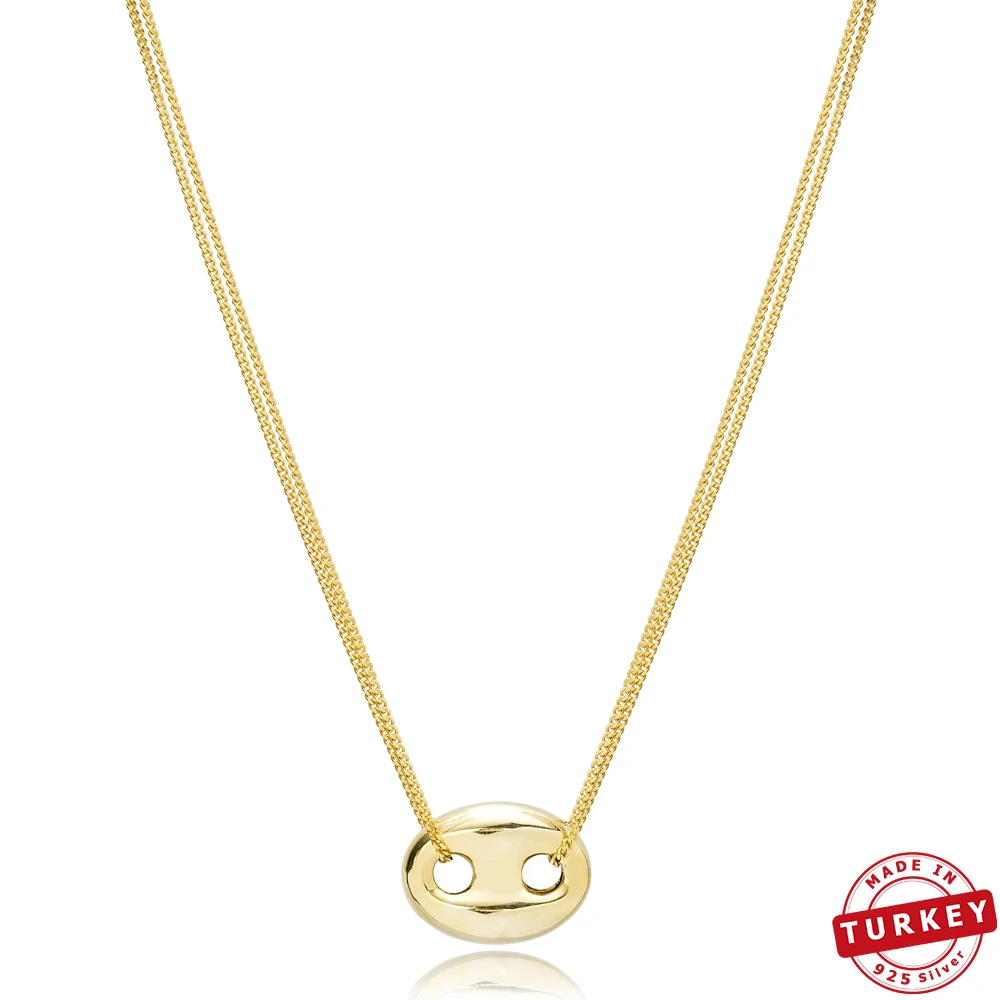

Mariner Necklace, Plain Design Coffee Bean Necklace, Silver Choker Bean Design Necklace, 37 cm Necklace