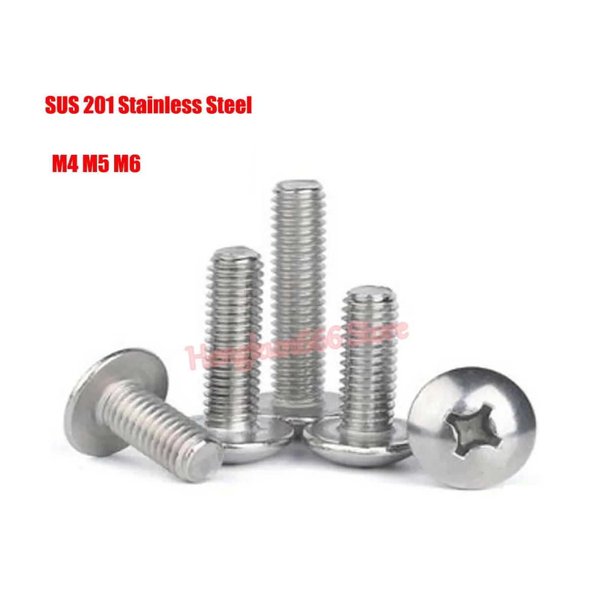 

SUS 201 Stainless Steel M4 M5 M6 Phillips Truss Head Machine Screws Cross Recessed Mushroom Large Round Head Screw Bolts