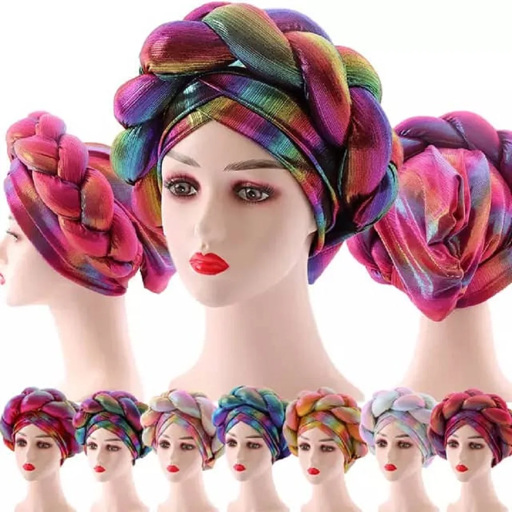 

Larger Flower Head Cover Space Cotton Nail Pearls Solid Head Wrap Hijab Ladies Party Cap Head Turban Bonnet for Women