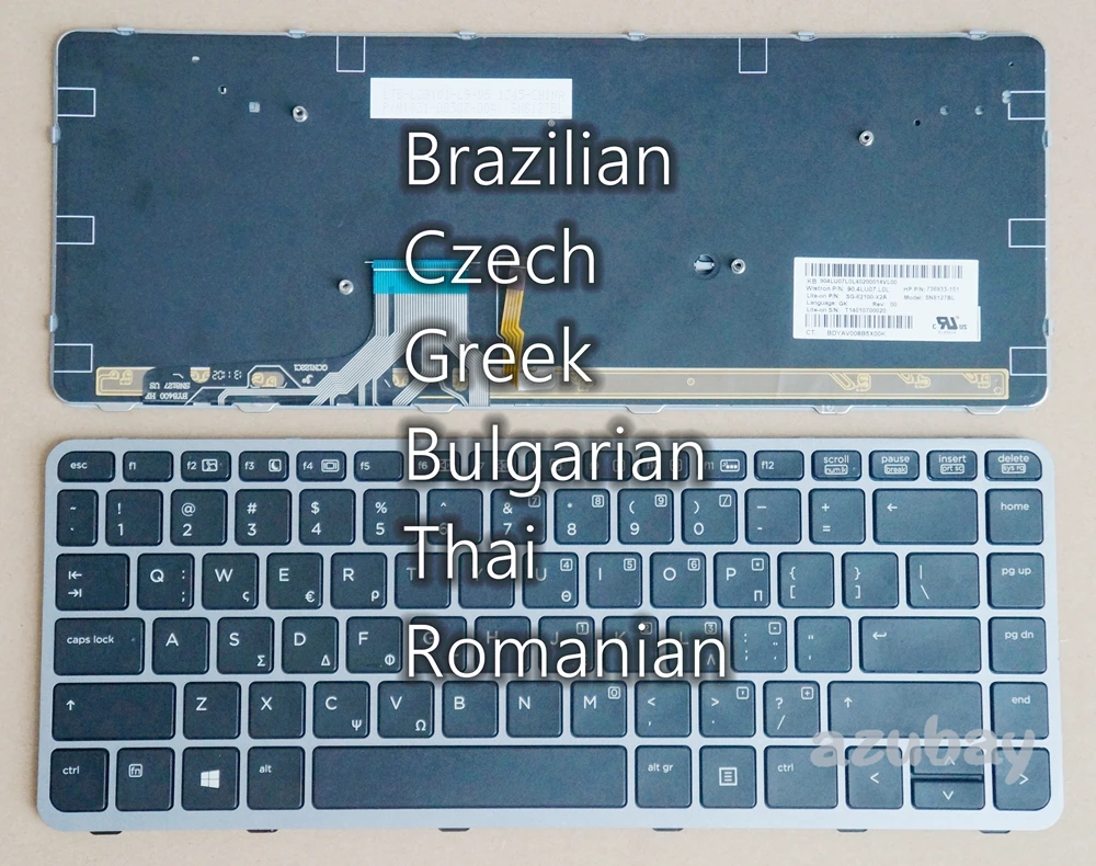 

BR Portuguese Greek Bulgarian Thai RO Keyboard For HP Elitebook 1040 G1 G2, 739563- 736933- 261 -201 -FL1 -151 -271 -281 Backlit