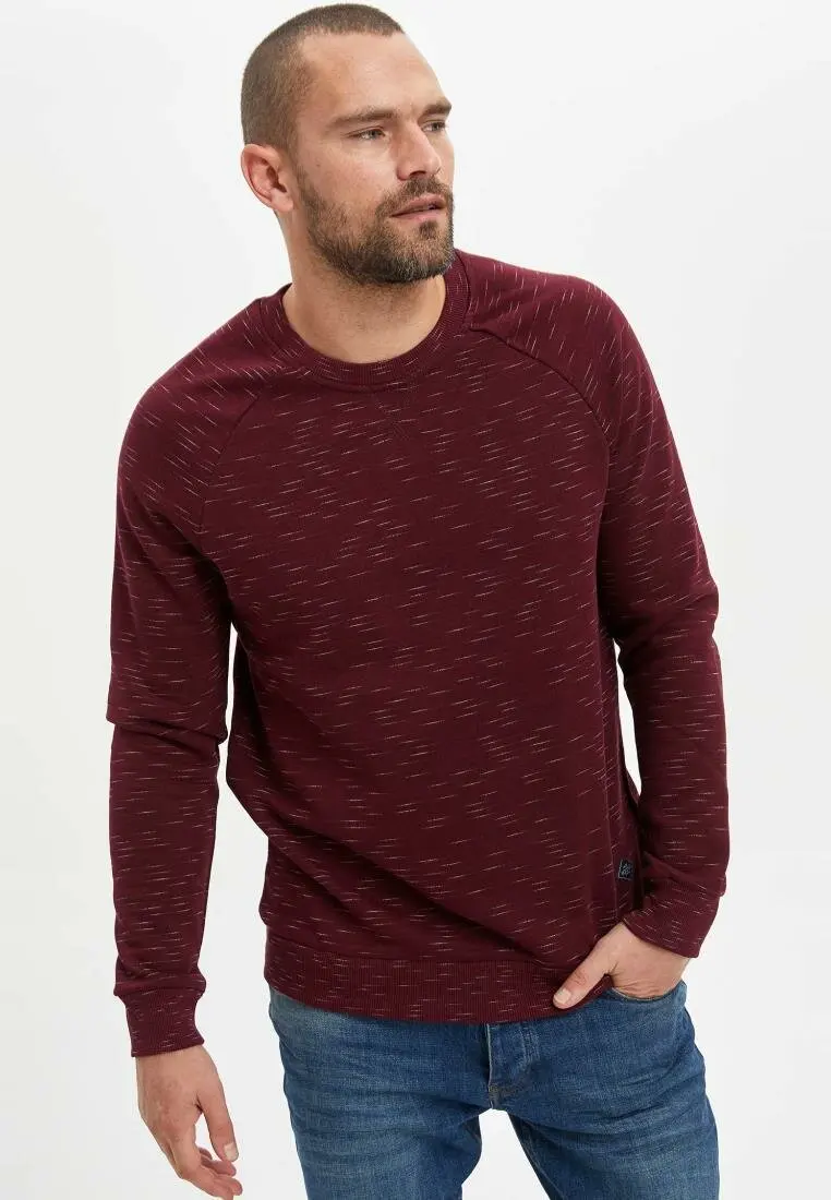 DeFacto бордовая Черная Мужская Повседневная Толстовка с длинным рукавом и круглым