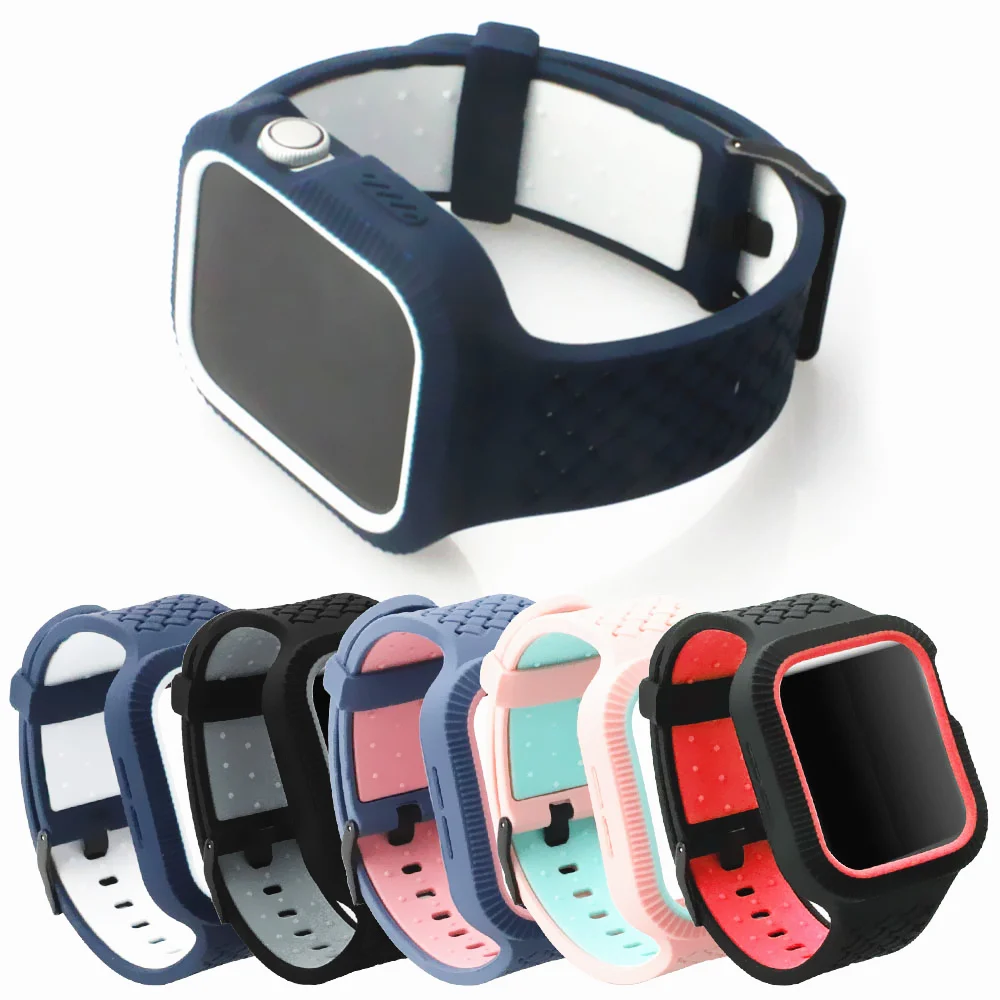 Чехол+ ремешок для часов Apple watch band 44 мм/40 мм iWatch band 42 мм 38 мм тканый силиконовый ремешок для часов Браслет Apple watch 5 4 3 21 40