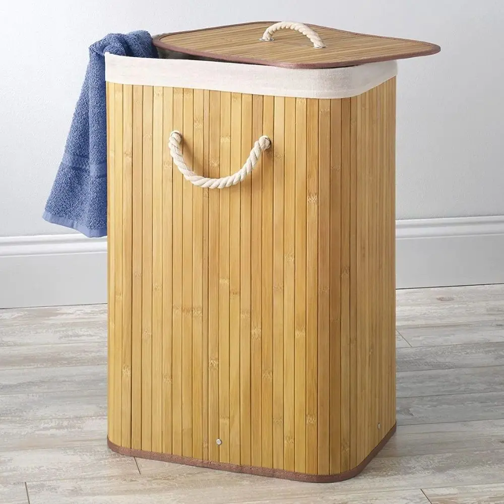 Foldable Bamboo Storage Basket Large Clothes Bath Laundry 40x30x60 Cm Wash Brown Elite Estetic 2021