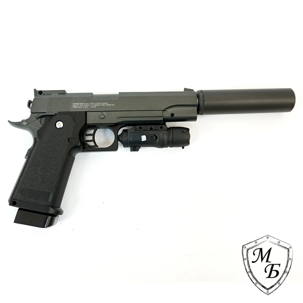 Пистолет пневматический Stalker SA5.1S Spring (Hi-Capa 5.1) глушитель + ЛЦУ кал. 6 мм |