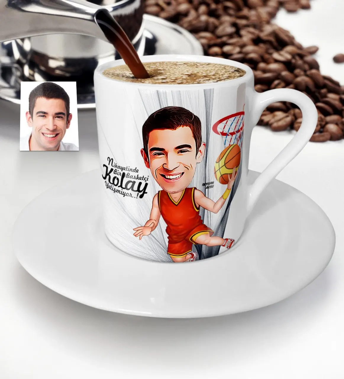 

Personalized Men Basketball Player Cartoon Turkish coffee Cup-1