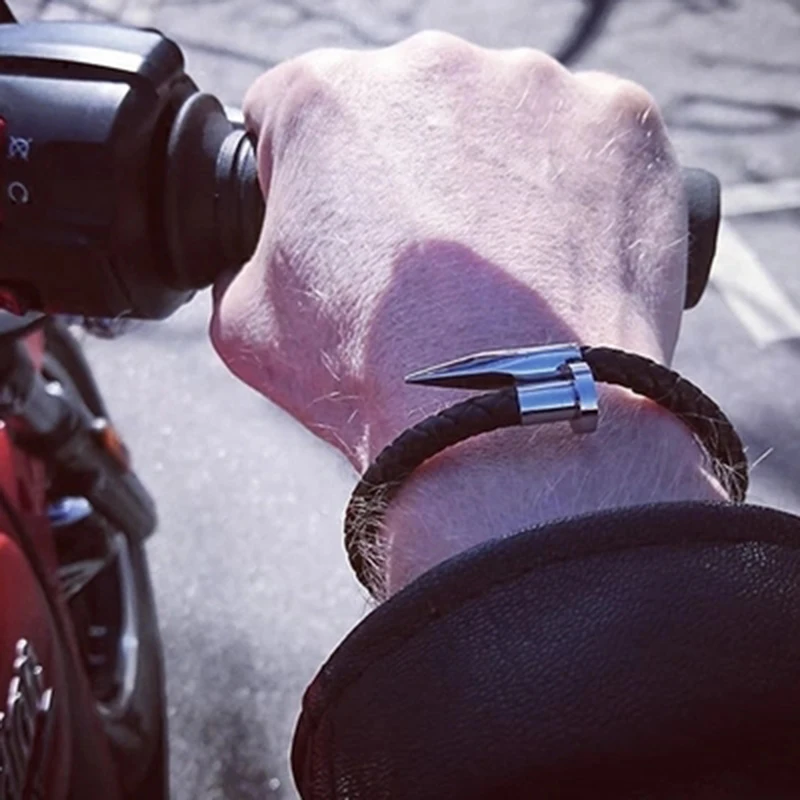 Мужской браслет из натуральной кожи mclroy черный нержавеющей стали с золотыми