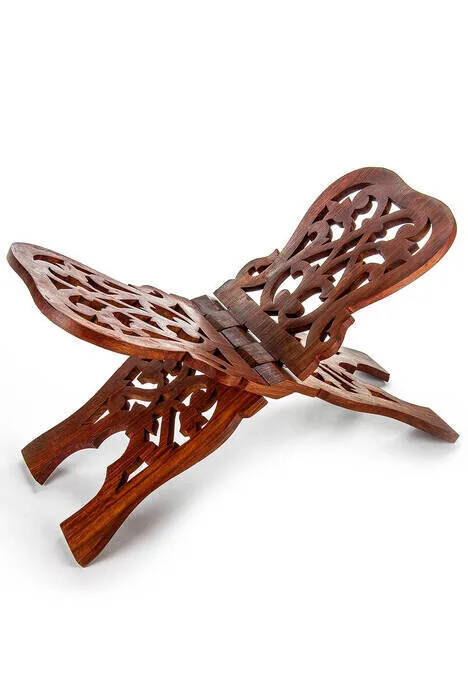 Eid Mubarak Bookstand Bookrest Wood Islamic Bible Books Display Rack Retro Holy Book Stand Holder