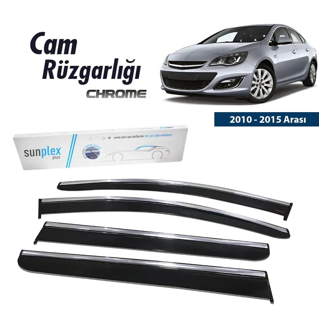 

For Vauxhall Astra Opel Astra J 2010-2015 Chromium-Plated Rain Window Visor Wind Deflector Piano Black 4 pcs (Hatchback-Sedan)