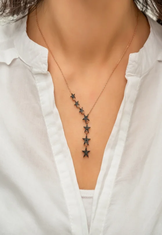 

925 Sterling Silver Necklace with Star Model Zircon Stone