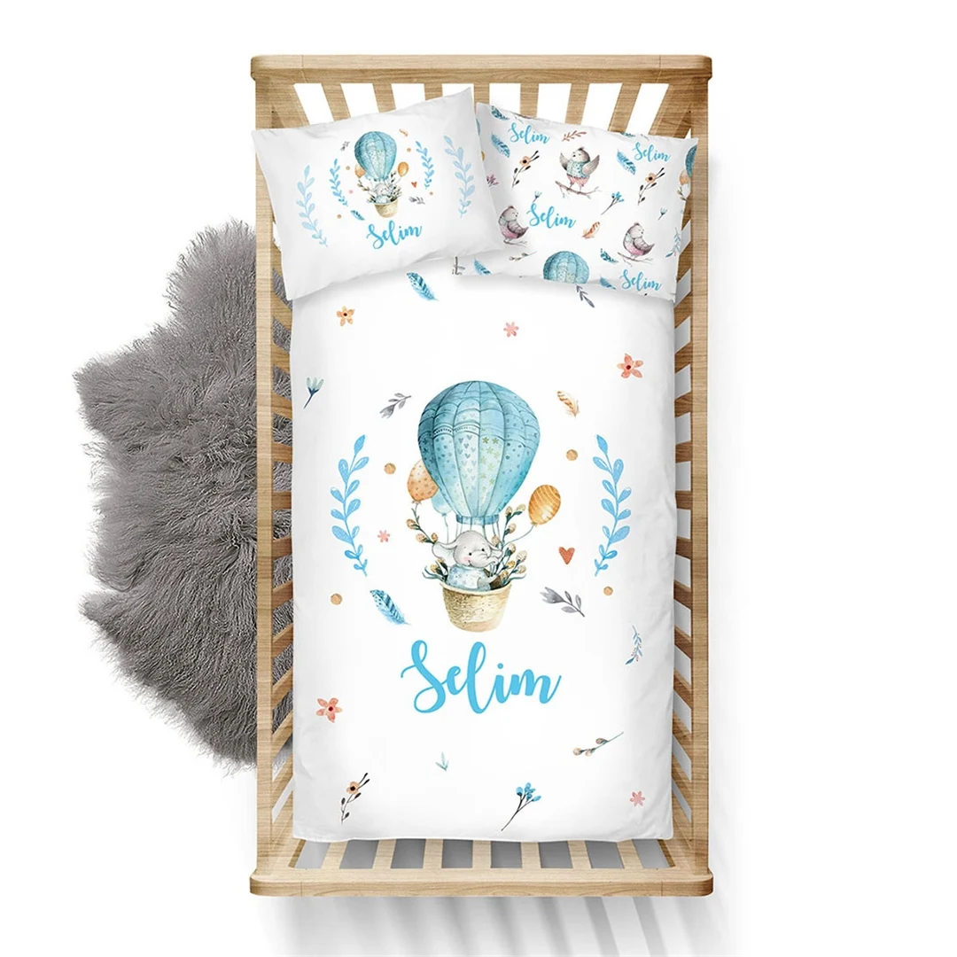 

Personalized Baby Bedding Set Soft Cotton Crib Custom Made Pillow Cover 3-Pcs