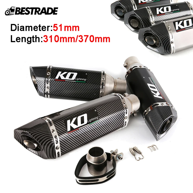

38-51mm Aluminum Alloy Pipe Motorcycle Exhaust Muffler Tail Tube Silencer Tips 310mm 370mm Length Escape For Scooter Street Bike