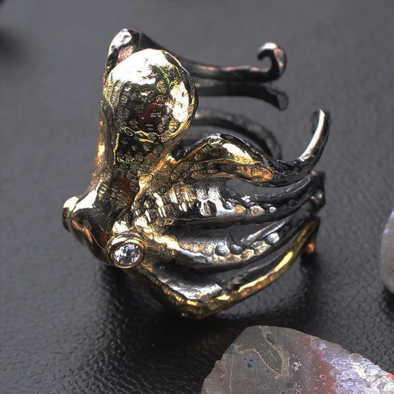 

Handmade Man Octopus Ring, Mans 925 Silver Animal Shape Ring
