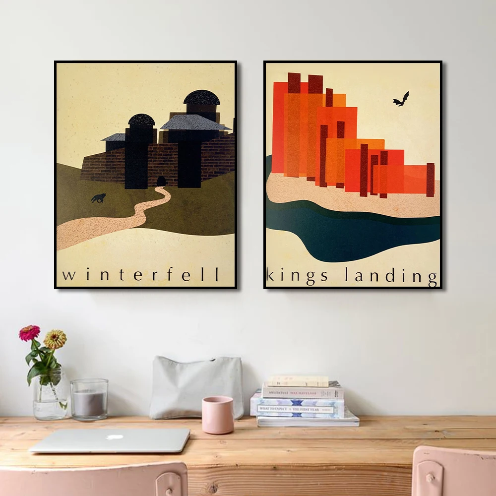 

Disney Game of Thrones Abstract Minimalist Canvas Painting Marvel Retro Castle Poster Print Wall Art Living Room Home Decoration
