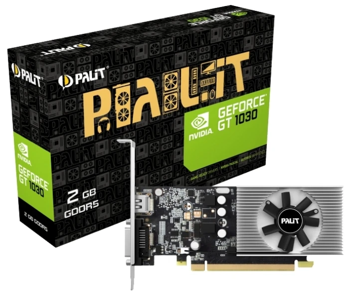 Видеокарта Palit PCI E PA GT1030 2GD5 NV 2048Mb 64b DDR5 1227/6000 DVIx1/HDMIx1/HDCP Ret|Видеокарты| |