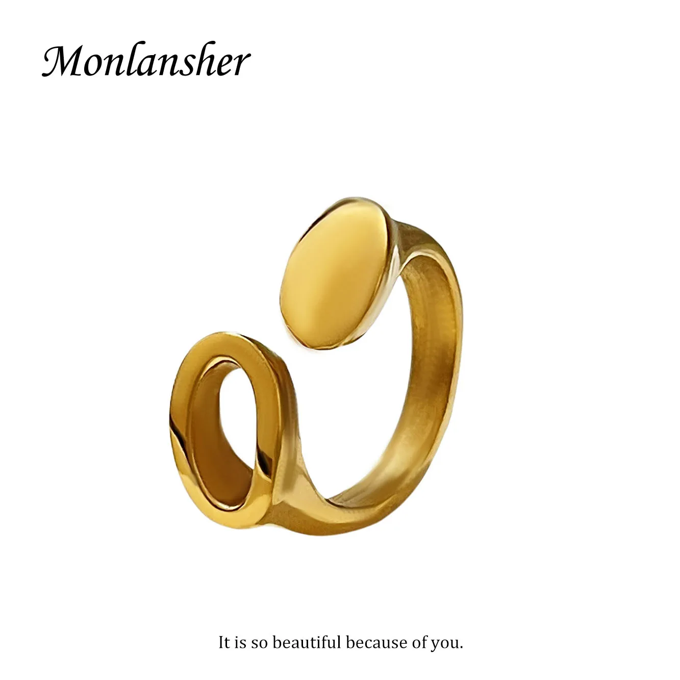 

Monlansher Geometrical Hollow Circle Polish Disc Iregular Opening Rings Statement Stainless Steel Thick Ring Party Jewelry