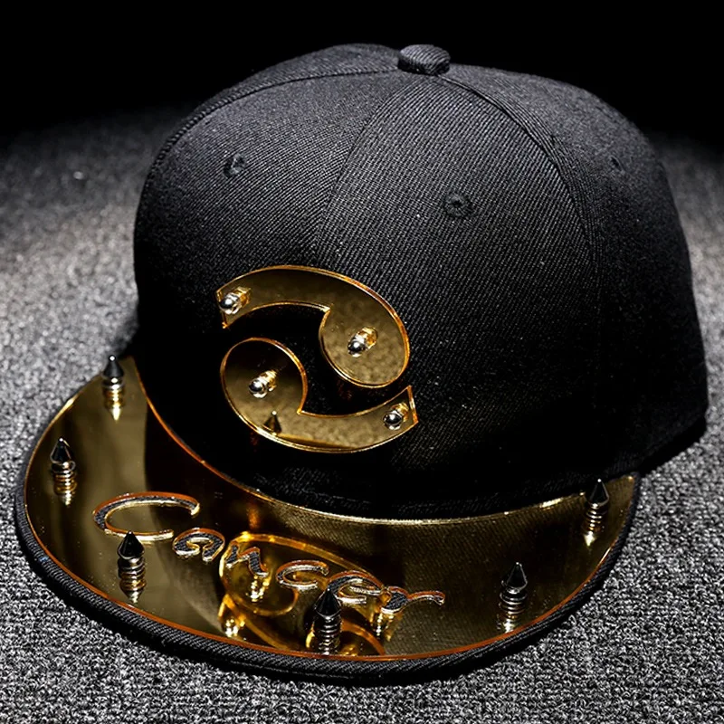 

12 Zodiac Hat Tide Male Sagittarius Baseball Cap Virgo Cap Large Size Personality Flat Rim Hip-Hop Cap