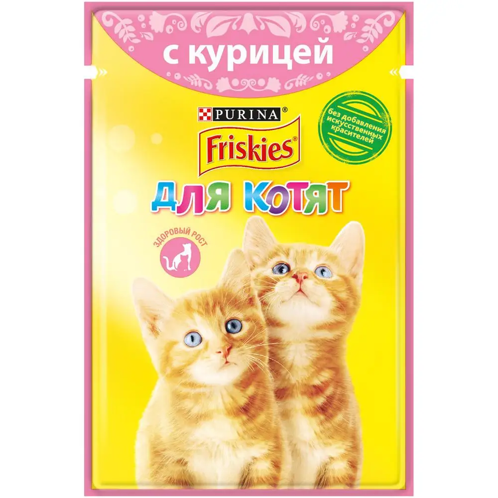 Влажный корм Friskies для котят с курицей в подливе Пауч 85 г*24 шт | Дом и сад